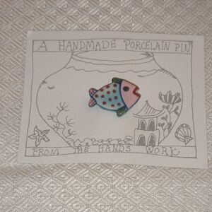 VTG Porcelain Cute Fish Pin Lapel Jewelry Accessory Purse Scarf Pinboard New